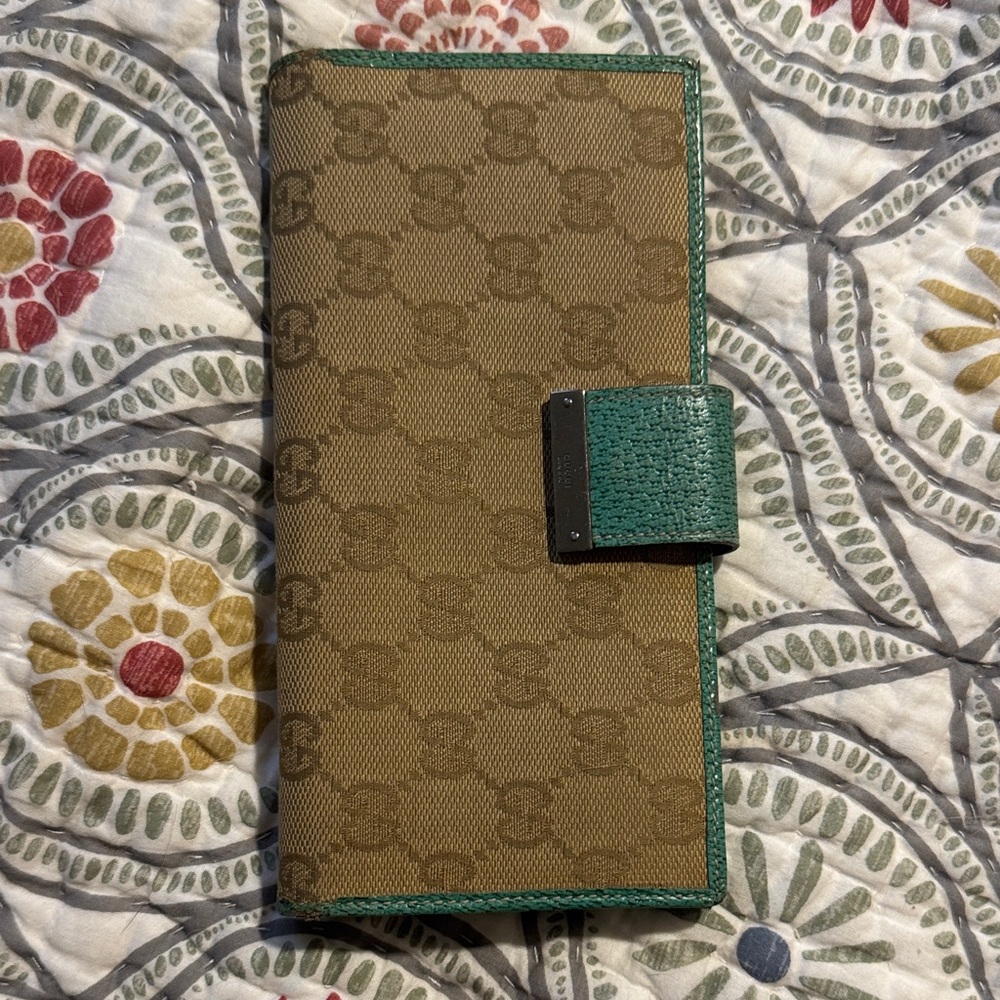 Brown and Green Patterned Wallet